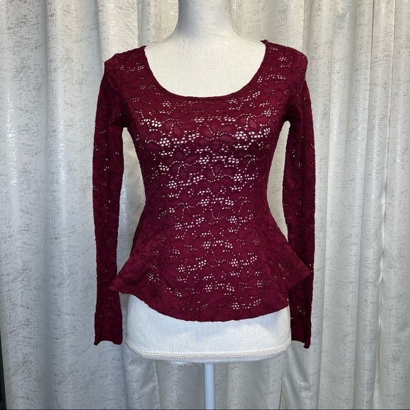 Lace Peplum Top - Picture 1 of 6